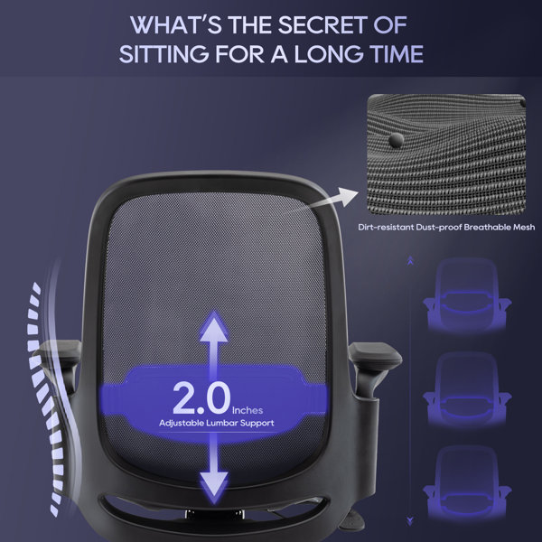 The Twillery Co.?? Virginia Ergonomic Adjustable Cushion Swivel Mesh Executive Chair With 4D ...